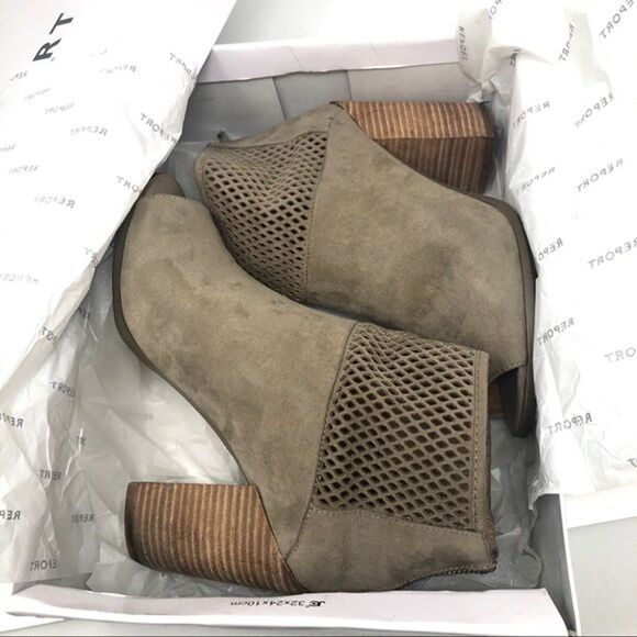 Report taupe perforated open toe wedge booties size 8 western women's shoes - Picture 8 of 8